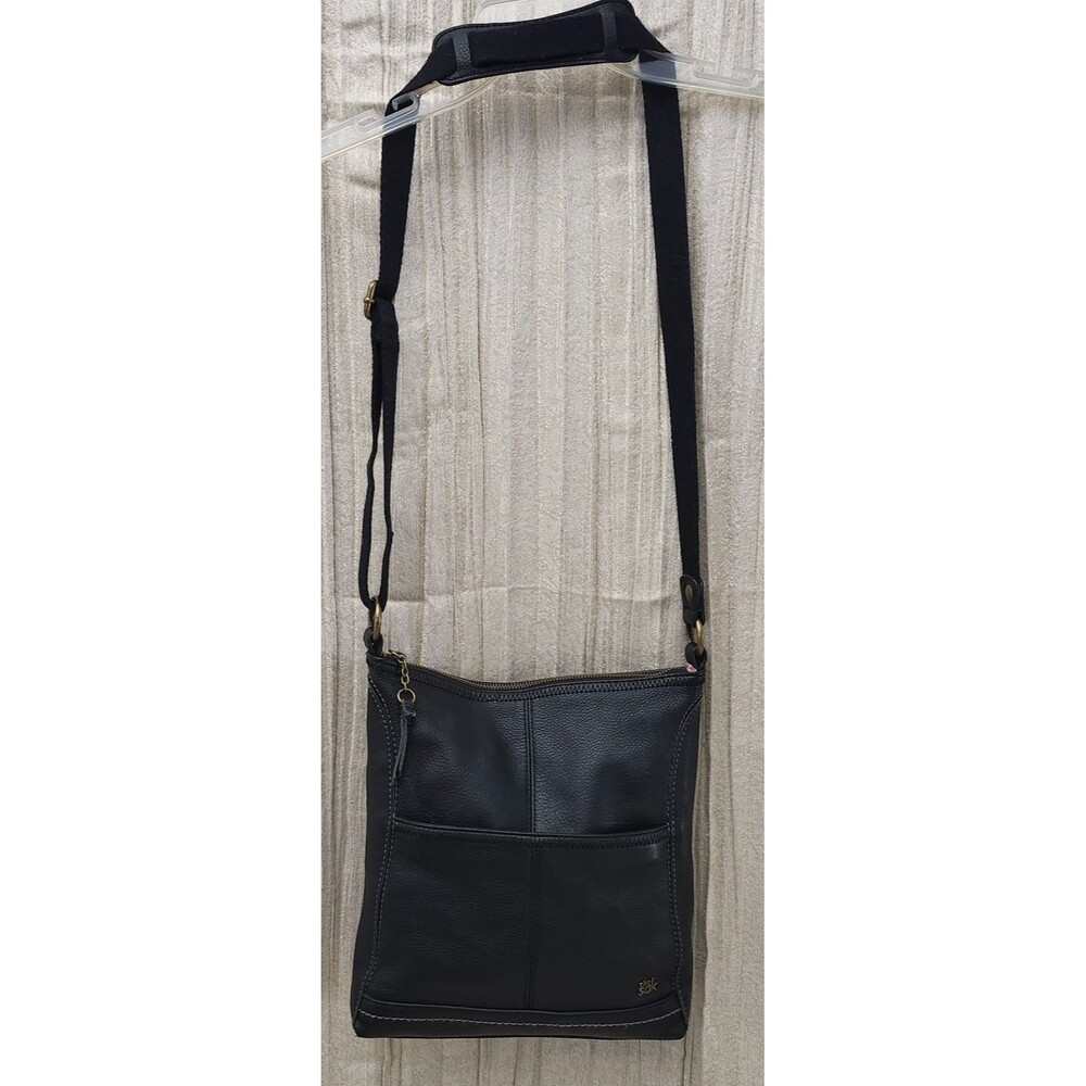 The Sak Black Pebbled Genuine Leather Crossbody Shoulder Bag Purse Hobo Soft - Picture 7 of 8